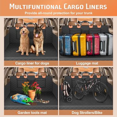 Накидка для собак у машину Gimars, 157x137 см, водовідштовхувальна, стійка до подряпин, універсальна, з передньою панеллю та оглядовим вікном, чорний & оранжевий, килимок у багажник