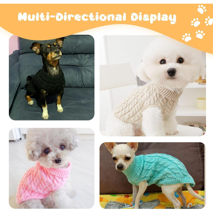 Пуловер для собак, маленьких та середніх порід, 2 шт. (білий + червоний, бежевий + чорний), S