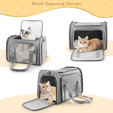 Транспортна сумка для кота та собаки, 45x30x30 см. Складана, дихаюча переноска для тварин для подорожей на авто.