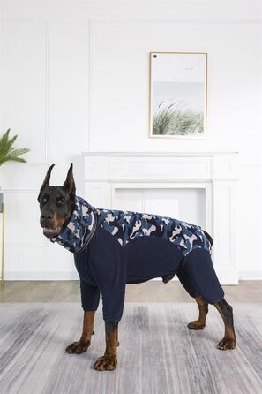 Зимовий комбінезон для собак з блискавкою, D-початком, світловідбиваючими смугами та регульованою протишерстю, вітрозахисна куртка для собак малих, середніх та великих порід, розмір M, блакитний. Розмір M: Довжина спини: 45 см, Обхват грудей: 63 см