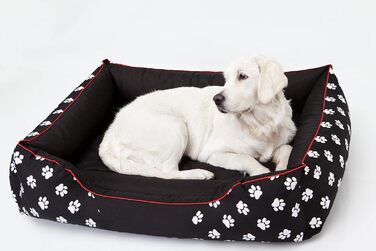 Ліжко для собак, софа для тварин, м'яке гніздо, ліжко-кушетка для собак, розмір XXL (110x90 см), чорне з лапами