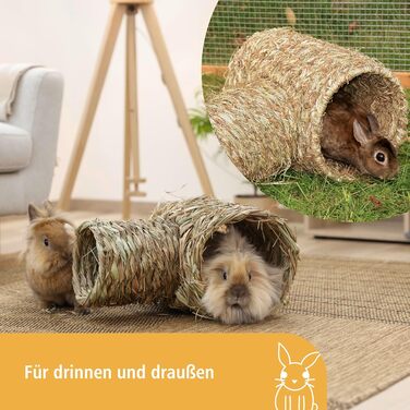 Тунель для гризунів Kerbl Pet, 2-шт., натуральна трава, Ø18x24см + Ø24x30см