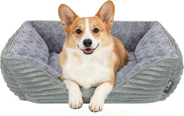 Крісло-лежанка для собак великих порід та котів, лежанка для собак, миється, пухнаста, м'яка та тепла, 90 x 68 x 19 см, XL (90x68x19 см) (сірий, M (63x55x19 см))