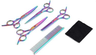 Набір професійних ножиць Yosoo для грумінгу собак та котів: 2 вигнуті ножиці, ножиці для розрідження, гребінець та коробка для зберігання