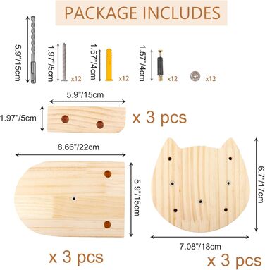 Сходи для котів DaizySight на стіну: комплекс для лазіння, ігор та відпочинку (3 сходинки)