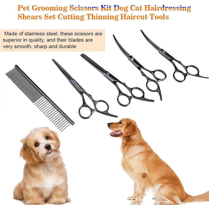 Набір професійних ножиць для грумінгу собак та котів - Набір ножиць для догляду за тваринами
