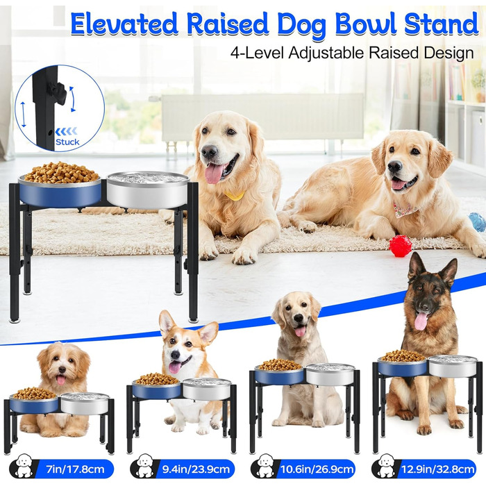 Підставка для корму для собак, регульована по висоті, металева, Quadrangle