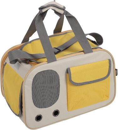 Транспортна переноска для котів та собак LUCKDANO, складана, з регульованим ременем, міцна, стильна (жовта)