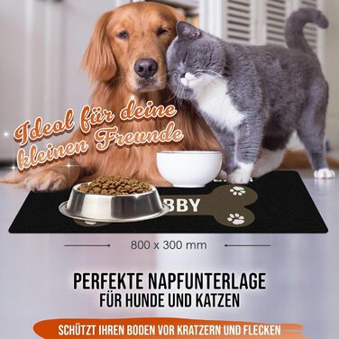 Персоналізована килимок для годування собак з іменем - PR Print, 80 x 30 см, миючий, неслизький