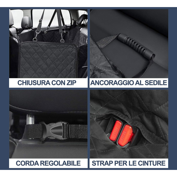 Чохол на сидіння автомобіля для собак Lupex, захист для тварин, Oxford, нековзний, водонепроникний, з кишенями