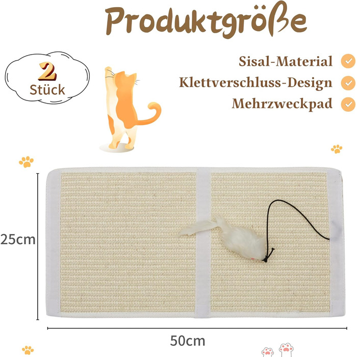 Захист від подряпин для меблів JanYoo: 2 шт. килимок для котів 50x25 см, білий