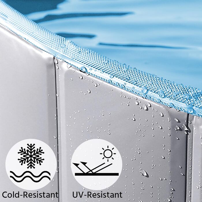 Басейн для собак Yaheetech 140x30 см, протиковзкий ПВХ, зливний клапан, сірий, XL