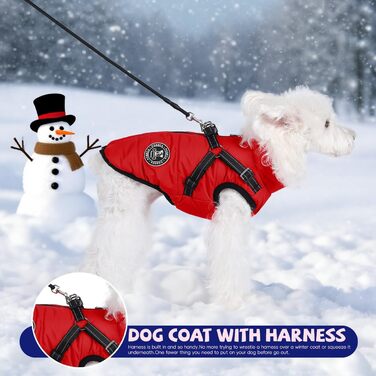 Теплий зимовий одяг для собак: куртка, жилет, плащ, водонепроникний, з кріпленням для шлейки, різні розміри, для маленьких собак, червоний L