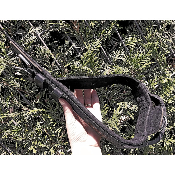 Нашийник для собаки Dingo Gear Drago, амортизуючий, з ручкою, ручна робота, чорний, 48-56 см