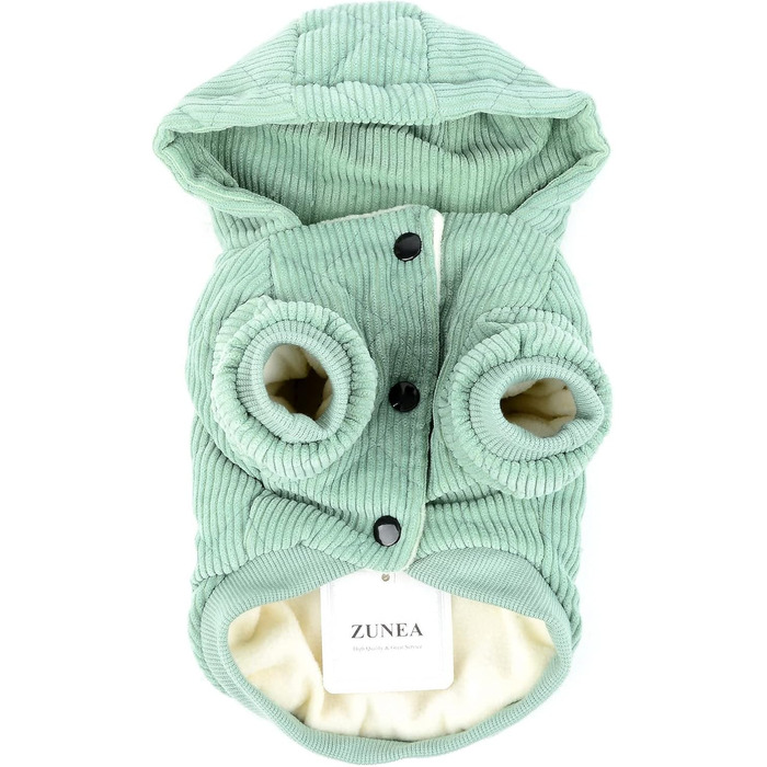 Зуена теплий зимовий одяг для маленьких собак, м'який корд, бавовна, утеплений капюшон, тепла куртка для цуценят, теплий одяг для чихуахуа, зелений XL