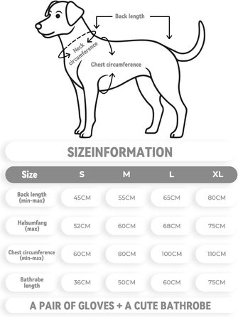 Рушник для собак JOOV E Dog Trockenmante - супер вбираючий, для сушіння після купання, м'який, регульований, для собак (S, Сірий динозавр)