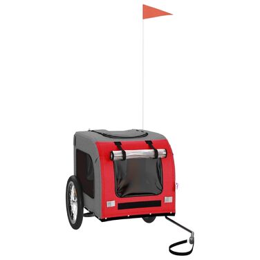 Фahrрадінний причіп для собак Червоний та Сірий, Oxford-Gewebe та Ізоточне залізо, Модель 93831