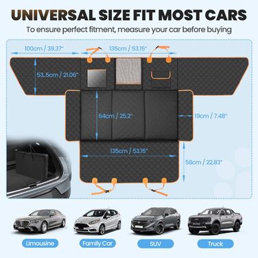 Водонепроникний захист для автосидіння для собак з піною-ефект-ящиками та жорсткою основою, подовжувач заднього сидіння для собак з покращеним захистом дверей, лежанка для собак для подорожей, кемпінгу, підходить для