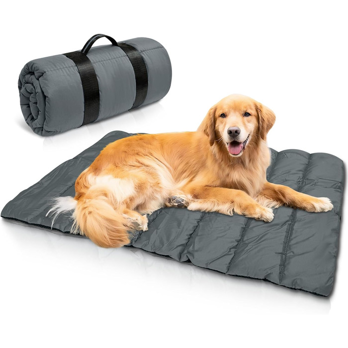 Водонепроникний килимок для собак Lohofrnny 110 x 68 см, потовщений, м'який, пральний, для подорожей, кемпінгу, відпочинку на природі (Оливковий, Сірий)