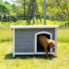 Дерев'яний ізольований будинок-будка для собак Petsfit для вулиці, знімна підлога для легкого прибирання, похилий дах, маленький розмір 78x53x58 см