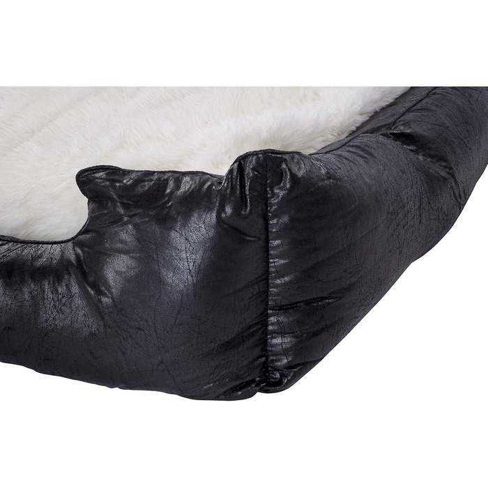 Крісло-ліжко для собак CLAMARO 'DeluxePet' чорного кольору 120x80 см з штучної шкіри, 2в1 з поворотним подушками, для великих собак, з боковинами з м'якою оббивкою, антиковзаюча підкладка, розмір Large