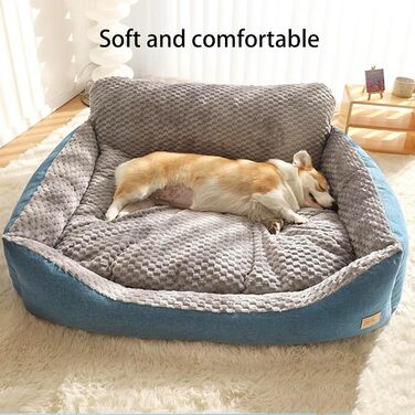 Ортопедичний лежак для собак великих порід, заспокійливий, теплий, м'який, знімний чохол, антиковзаюча підкладка (90 x 70 x 35 см)