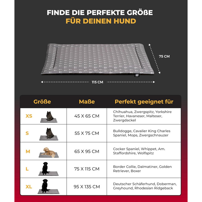 Літня подушка для собак HS-Hundebett® з бавовни з наповнювачем та антиковзким покриттям XS – М'яка подушка для собак на літо – Пральна та довговічна – Легка літня подушка для собак – Виготовлено в Німеччині (Сірий якорь, 75x115 см)