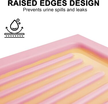 Килимок для котячого туалету PetNova, 101,6 x 76,2 см, силікон, вологостійкий, з рифленням, легко чистити, для кількох котів, рожевий