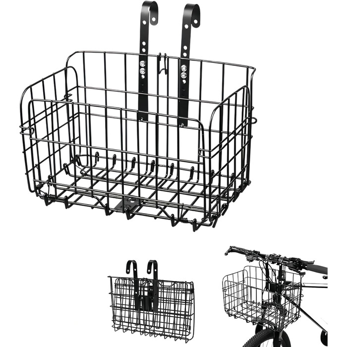 Складаний велосипедний кошик - навісний багажник для велосипеда, чорний, вантажопідйомність 25 кг