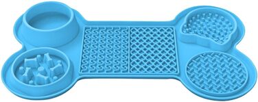 Килимок для годування кошенят та цуценят з 5 присосками, здорове харчування, різні дизайни (блакитний)