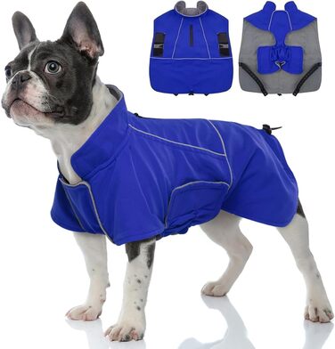 Водонепроникна куртка для собак середнього розміру MIGOHI, тепла флісова куртка для собак, жилет для собак, підходить для Шнауцера, Джек Рассел Тер'єра, Французького бульдога, зимова куртка, синій, Medium