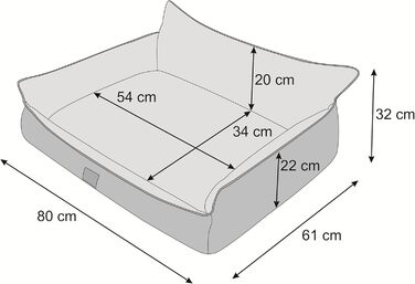 Ліжко для собак - лежанка для тварин, кошик для котів та собак великих, середніх та маленьких порід - м'яке ліжко для собак - лежанка-софа для собак - 63x48 см (XL - 80x61 см, Графіт)