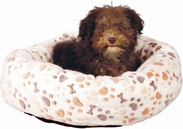 Тріксі Лежанка для собак Lingo, 50x40 см, білий/бежевий - м'яка лежанка з флісовим покриттям, кошик для маленьких собак, неслизька, 37685