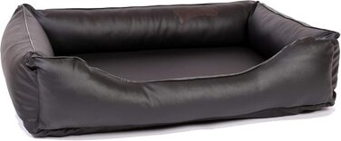 Ортопедичне ліжко для собак CopcoPet Paco з штучної шкіри, чорного кольору, 90 x 70 см – віско-матрац для собак – знімний, пральний чохол – стабільне, щадяче для суглобів – для середніх собак L 90 x 70 см