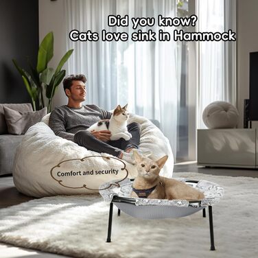 Кішка лежанка-гамак на стіну POMESEA з ефектом заглиблення, двосторонній яскравий матеріал, для використання цілий рік, можна прати в машині, легко монтується без інструментів - для котів в приміщенні та на вулиці, XXL