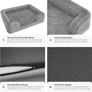 Ортопедичне ліжко для собак tectake® з memory foam, велике та середнє, м'яке та миється, кошик, лежанка, корзина, подушка (L - 94 x 72 x 18 см, L 112 x B 85 x H 18 см)