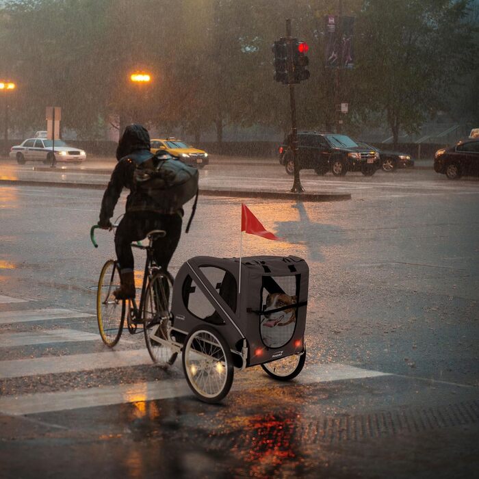 Фаркоп-причіп для велосипеда Hauki 2-в-1: для собак та дітей, сірий, 130x72x90 см, до 40 кг, з відбивачами, мотузкою та прапорцем