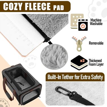 Транспортна сумка GAPZER для собак та котів, м'яка, для чихуахуа та мейн-кунів, переноска для тварин, вантажопідйомність до 11,3 кг, верхня завантаження, для подорожей, коричнево-темно-сіра