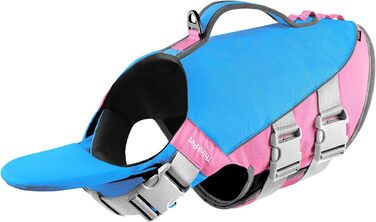 Жилет рятувальний для собак ThinkPet, світловідбиваючий, регульований, з підйомною силою (блакитно-рожевий, S)