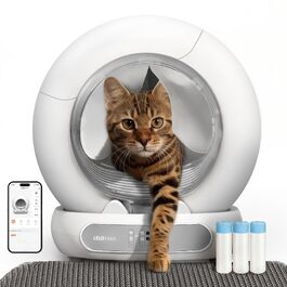 Самоочисний електричний лоток для котів LELO PAWS XXL (74Л) з керуванням через додаток, дезодорацією та шторкою, сріблястий