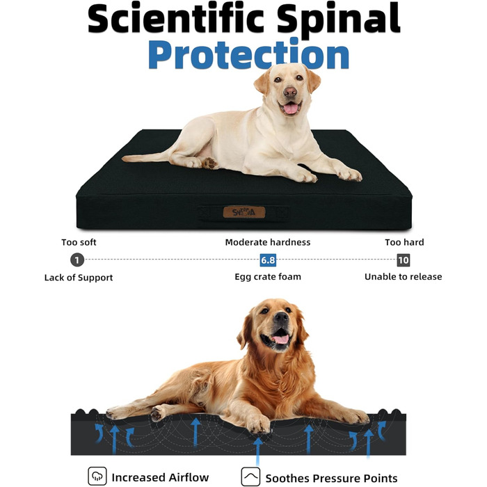Крісло-ліжко для собак Sytopia XXL, водонепроникне, кошик, 59 кг, для великих собак, для дому та вулиці, 127 см (Чорний)