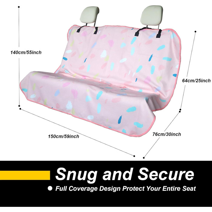 Чохол на сидіння заднього ряду для авто: універсальний, водонепроникний, для собак та дітей (рожева мармурова текстура)