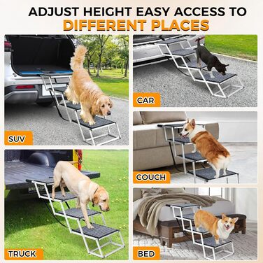 Сходинки для собак Extra Wide Snagle Paw: алюмінієві, 4 сходинки, з антиковзким килимком, для автомобілів SUV та позашляховиків