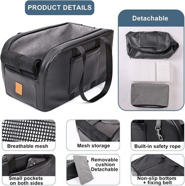 Підвищення для собак та котів на авто-підлокітнику, крісло для собак у середній консолі авто, чорне