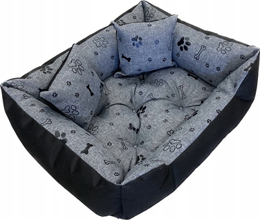 Лежак для собак WBM Sewing прямокутний, білий з чорним, 100x75 см