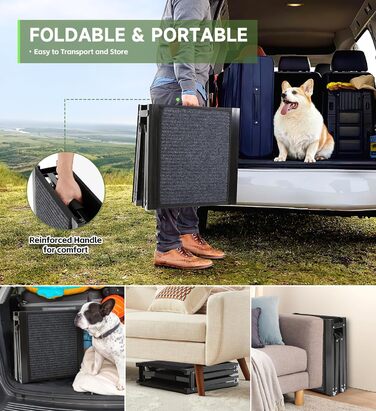 Рампа для собак, 170см, складана, з антиковзким покриттям, для собак середніх та великих порід (до 113.4 кг), легка та портативна, 180x44 см