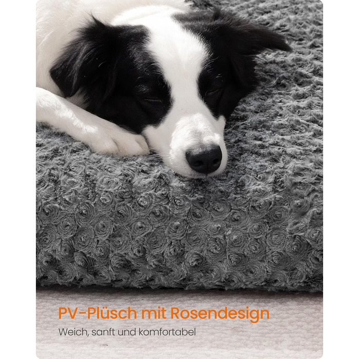 Ліжко для собак Feandrea XL, м'яке килим-матрас для великих собак, 110 x 73 см, сірий, PGW293GN01