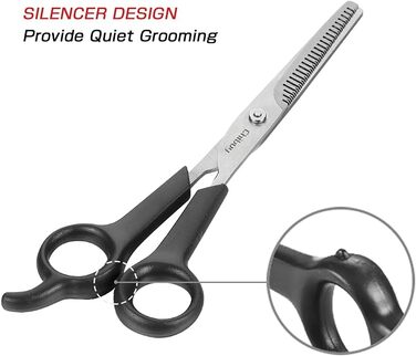 Професійна собача ножиця з круглим кінчиком з нержавіючої сталі, ножиця для очей для собак та котів, професійний інструмент для грумінгу, розмір 17 x 6,6 x 1,1 см 6371 + 6373