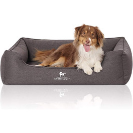Ортопедичне велюрове ліжко для собак Knuffelwuff Leano XXL 120x85 см, чорне, знімний чохол, для великих, середніх і малих порід