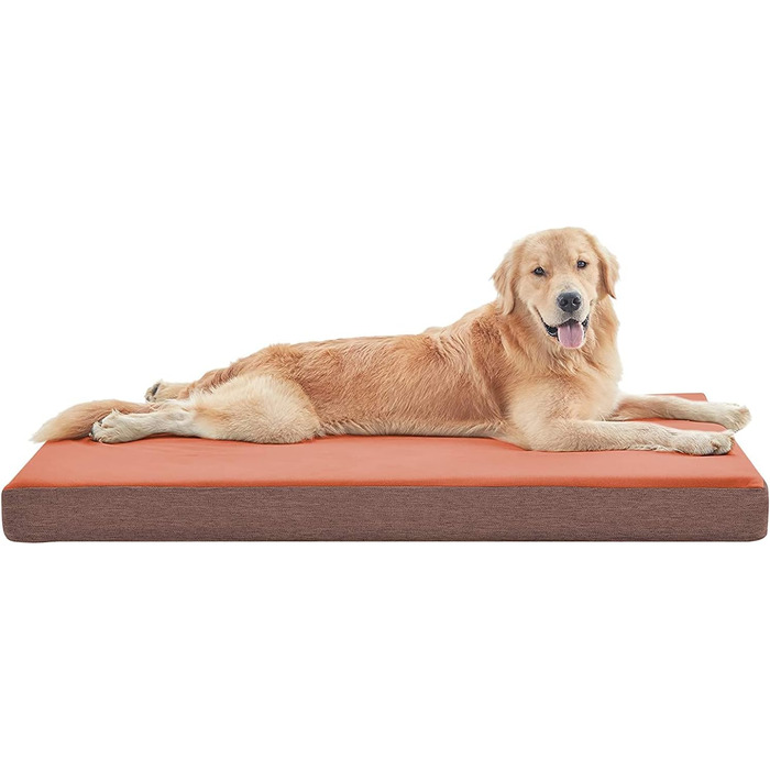 Ортопедичне ліжко для собак з гелевим шаром та піною з пам'яті, вологостійке, для великих та маленьких собак, знімний чохол, XL, помаранчеве